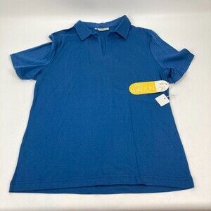 NWT Also Gordon Womens Blue T-Shirt Short Sleeve V-Neck Pullover Sz 38 ( XL)